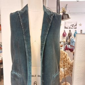 John Varvatos USA teal velvet wing collar vest size 36